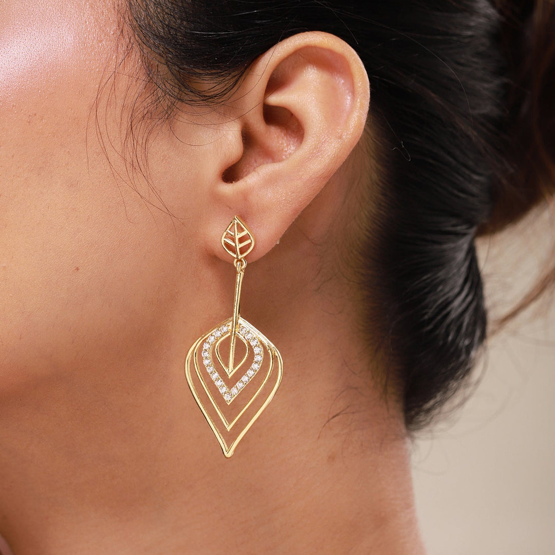 Leafy Affair Radiant Drift Drops Dangle Earrings  | SHOBITAM