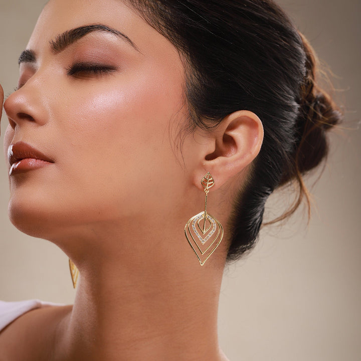 Leafy Affair Radiant Drift Drops Dangle Earrings  | SHOBITAM