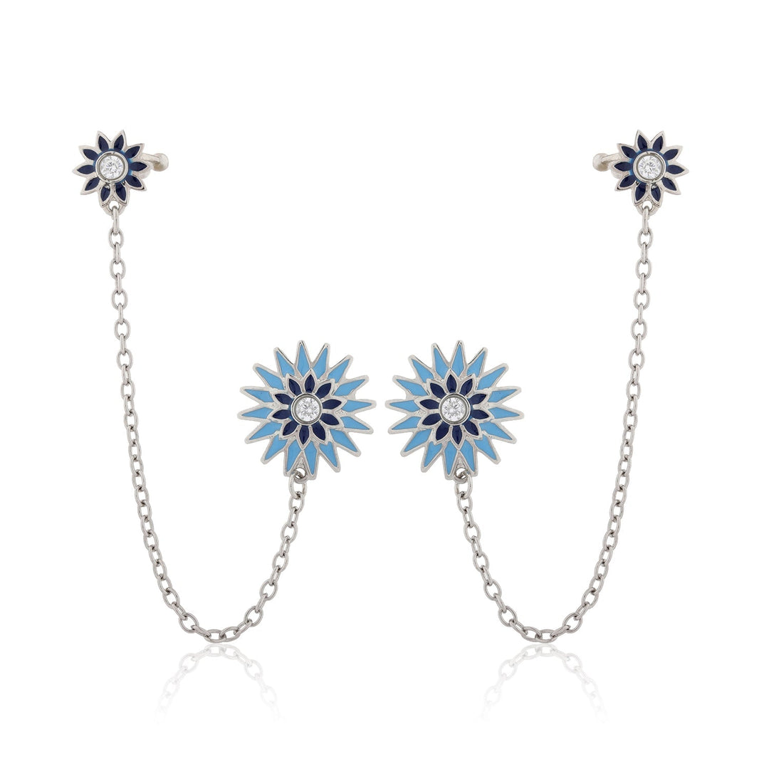 Fractals In Nature Bloom Itera Cuff Earrings | SHOBITAM