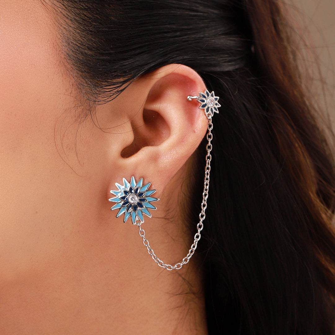 Fractals In Nature Bloom Itera Cuff Earrings | SHOBITAM