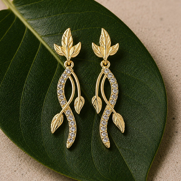Leafy Affair Nivelle Dangle Earrings  | SHOBITAM