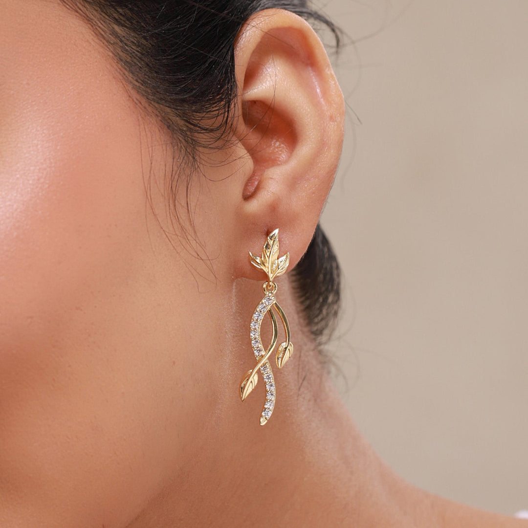 Leafy Affair Nivelle Dangle Earrings  | SHOBITAM