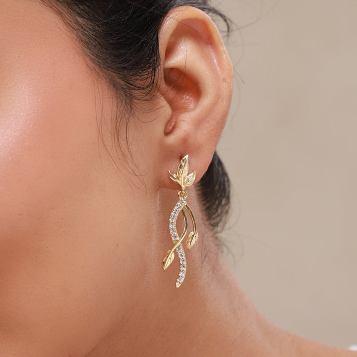 Leafy Affair Nivelle Dangle Earrings  | SHOBITAM