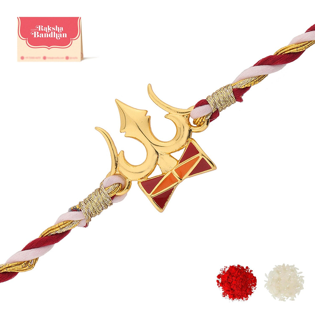 Divine Trishul Designer Brass Rakhi For Brother | SHOBITAM