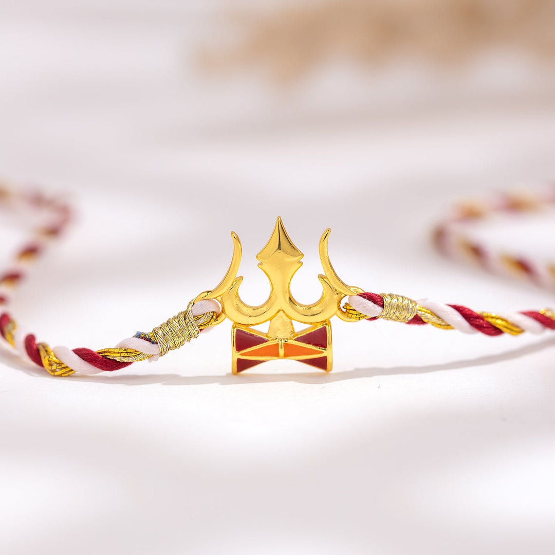 Divine Trishul Designer Brass Rakhi For Brother | SHOBITAM