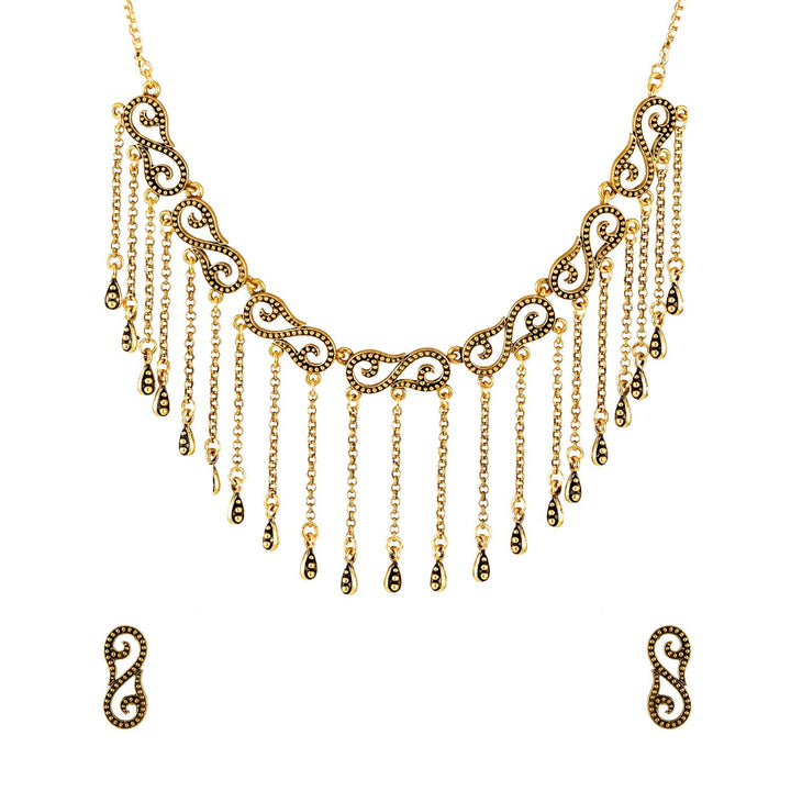 Fringes Slay In Fringe Collar Necklace Set | SHOBITAM