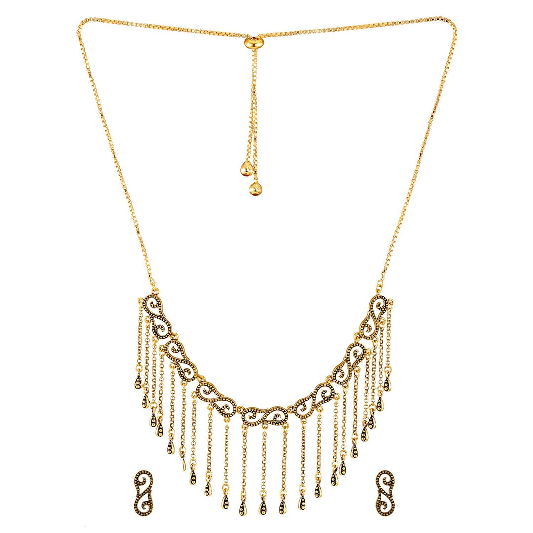 Fringes Slay In Fringe Collar Necklace Set | SHOBITAM