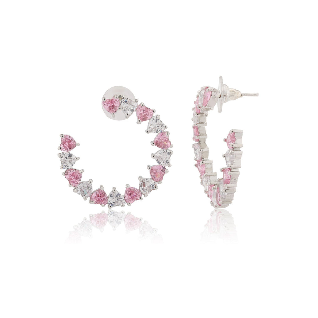 Valentine’s Day Pink & Crystal Heart Halo Earrings | SHOBITAM