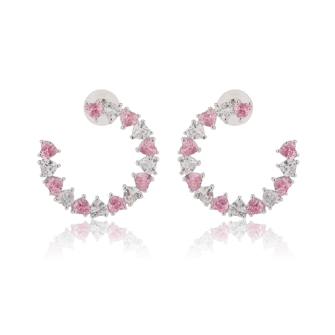 Valentine’s Day Pink & Crystal Heart Halo Earrings | SHOBITAM