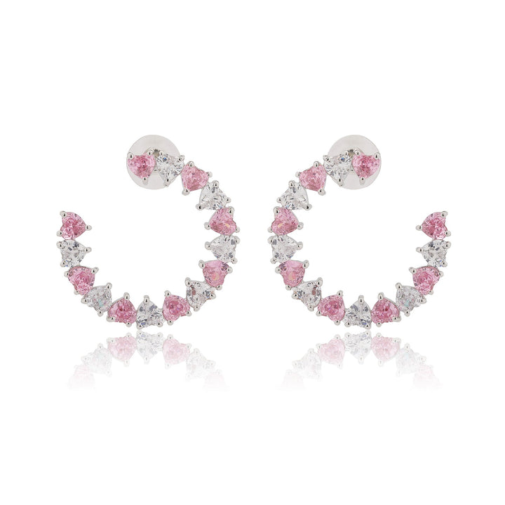 Valentine’s Day Pink & Crystal Heart Halo Earrings | SHOBITAM