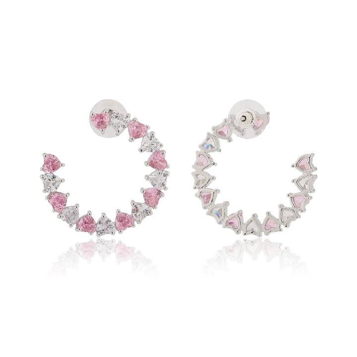 Valentine’s Day Pink & Crystal Heart Halo Earrings | SHOBITAM