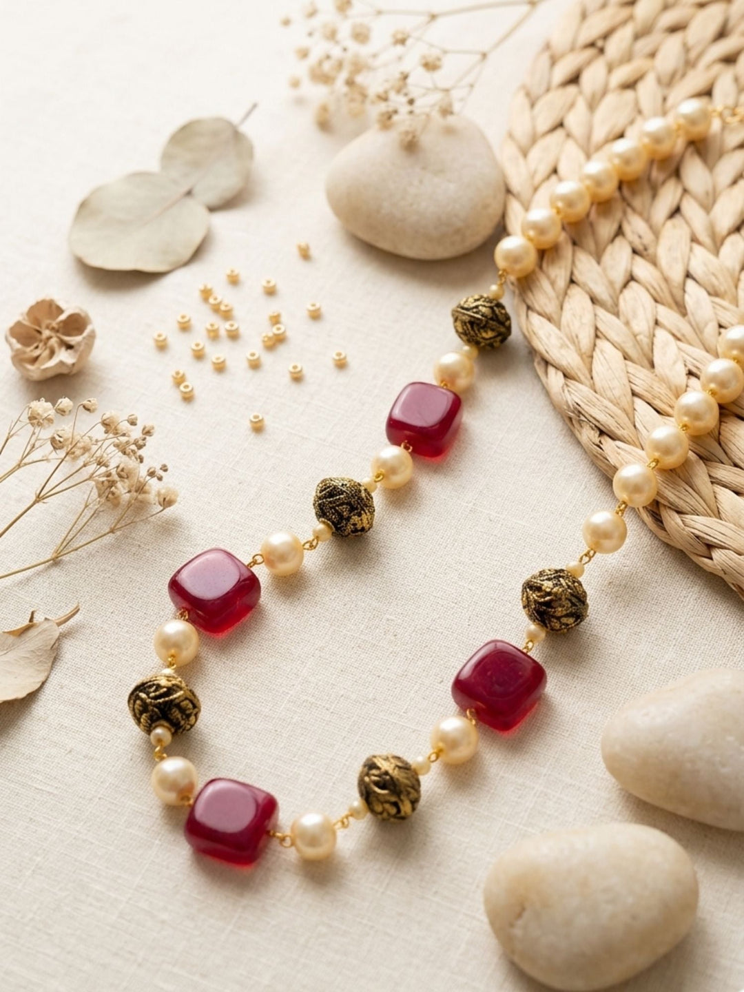 Classic Beads Mala in Gold Plating – Festive | SHOBITAM