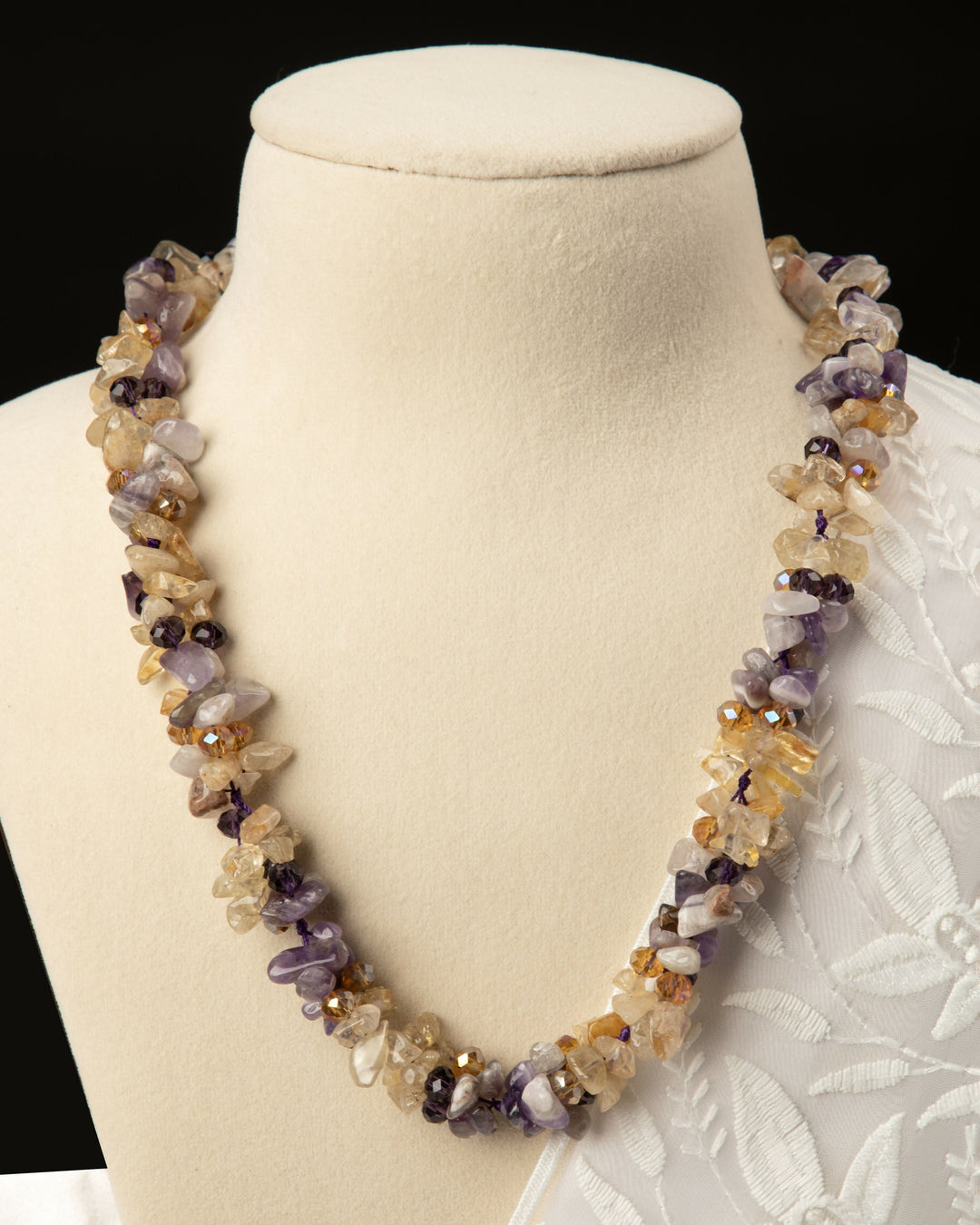Avaana Autumn Violette- Citrine and Amethyst with Crystals Mala | SHOBITAM
