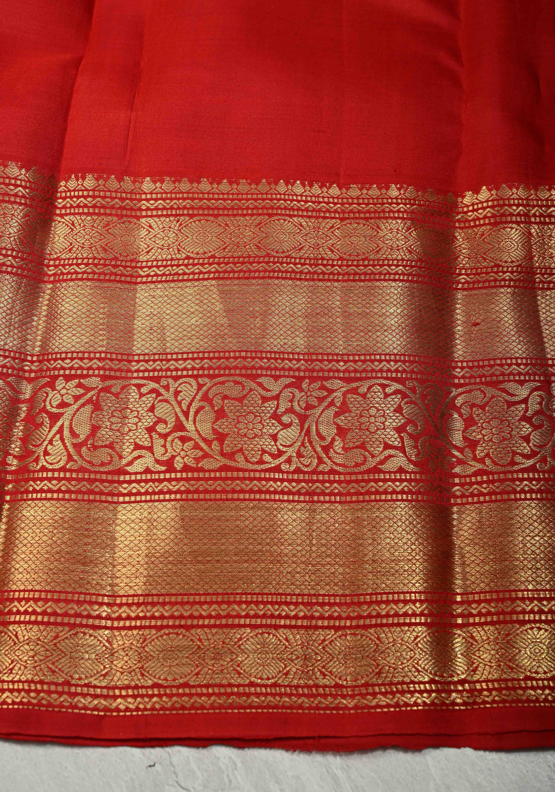 Black Pure Kanjivaram Silk Saree with Abstract Florals Digital Print and Wide Contrast Zari Border | SILK MARK CERTIFIED