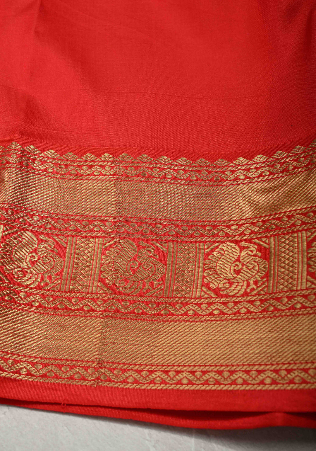 Light Beige Pure Kanjivaram Silk Saree with Tropical Flowers Digital Print and Contrast Zari Border | SILK MARK CERTIFIED