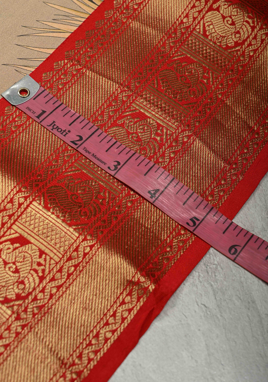 Light Beige Pure Kanjivaram Silk Saree with Tropical Flowers Digital Print and Contrast Zari Border | SILK MARK CERTIFIED