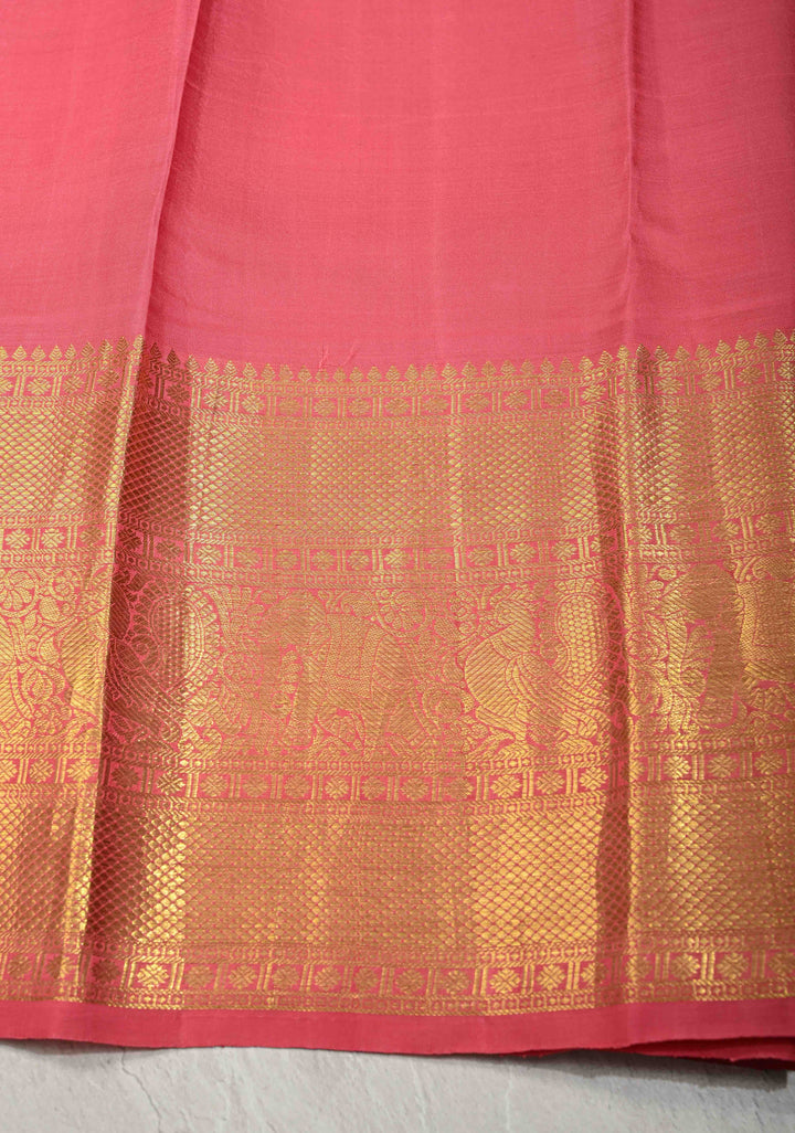 Watercolor Pure Kanjivaram Silk Saree with Florals Digital Print and Zari Border | SILK MARK CERTIFIED