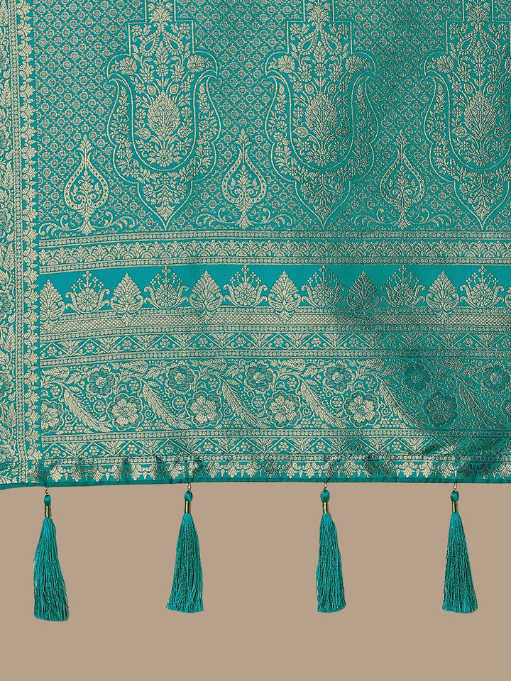 Purple Banarasi Semi Silk Saree With Traditional Paisley Weaves | SHOBITAM