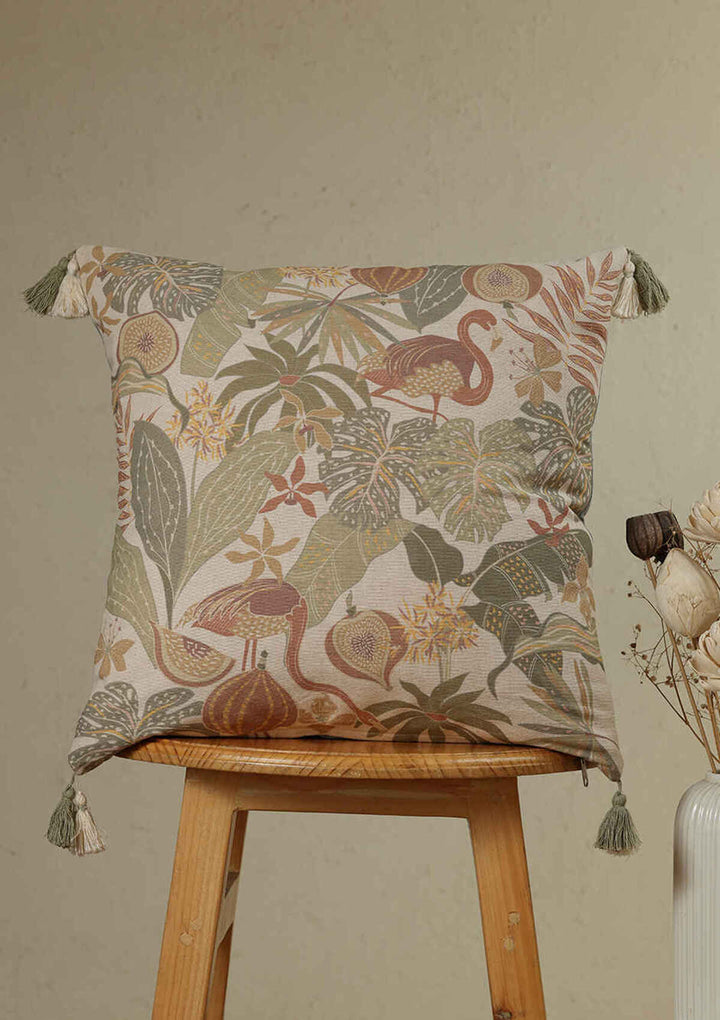 Vera Multicolor Tropical Printed 100% Cotton Cushion Cover For Sofa | SHOBITAM