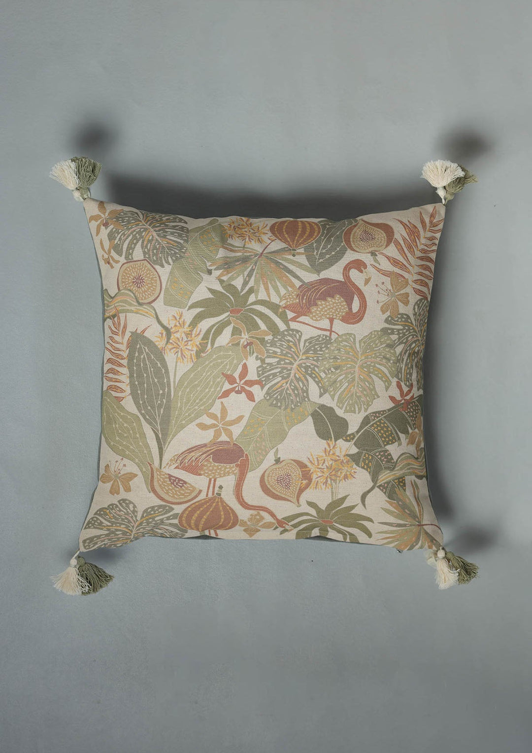 Vera Multicolor Tropical Printed 100% Cotton Cushion Cover For Sofa | SHOBITAM
