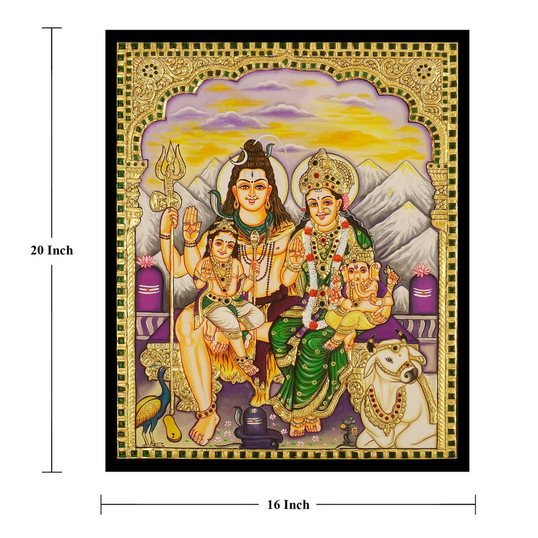 TANJORE PAINTING SHIVA FAMILY 20*16 | SHOBITAM