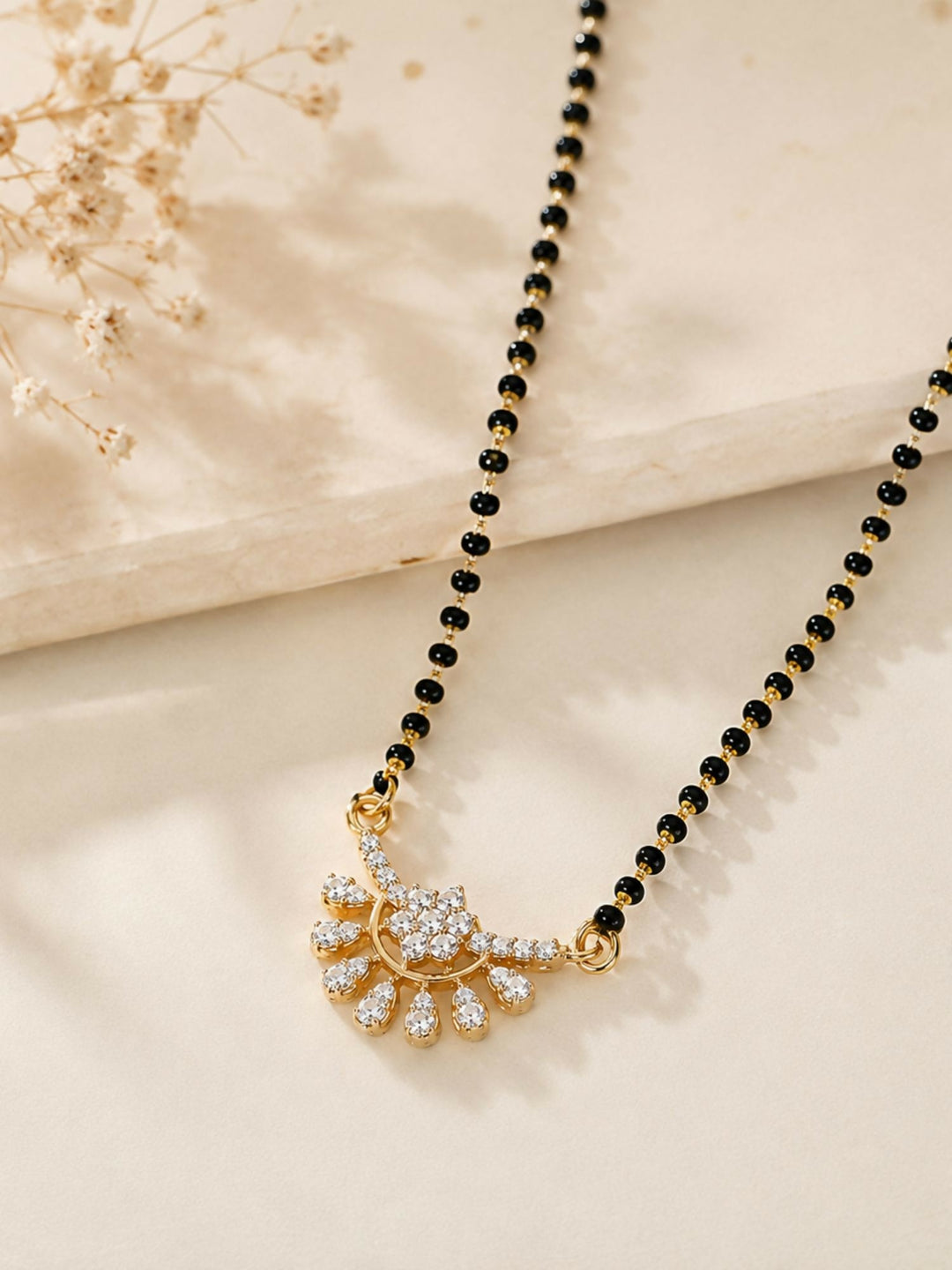Elegant Diamond Blackbead Mangalsutra | SHOBITAM