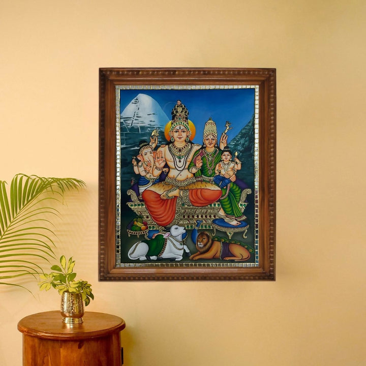 TANJORE PAINTING SHIVA FAMILY 30*24 | SHOBITAM