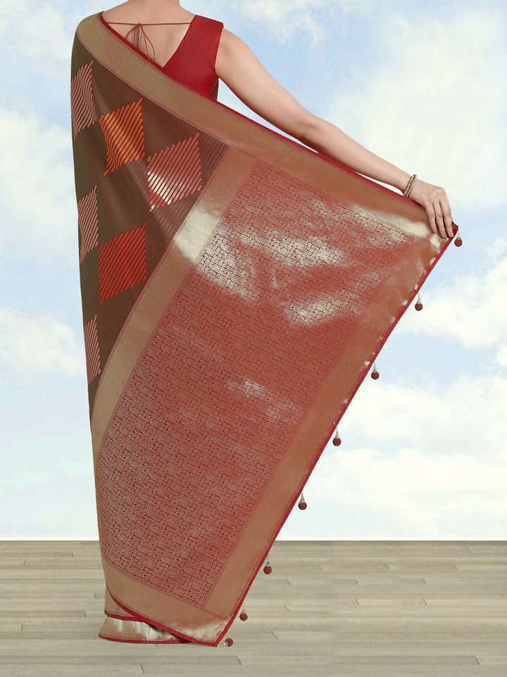 Red Colour Banarasi Silk Zari Weaving Saree
