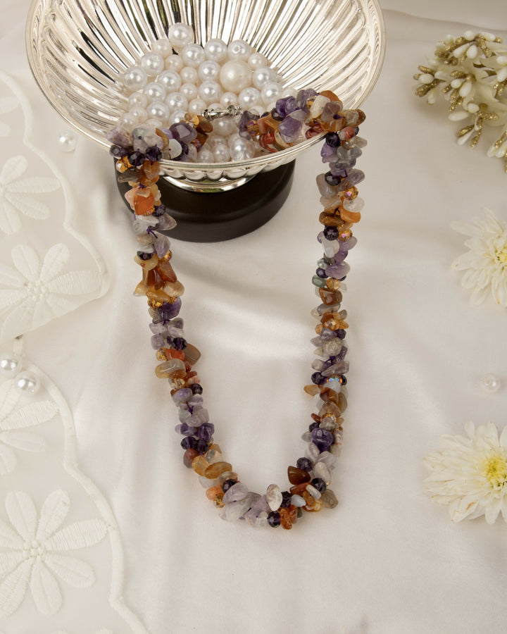 Amara Autumn Violette- Hesonite and Amethyst with Crystals Mala | SHOBITAM