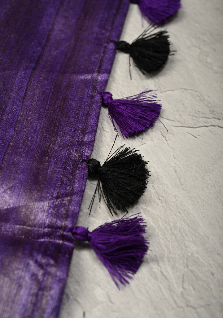 Purple Desi Tussar Madhubani Hand-Painted Saree  | SILK MARK CERTIFIED