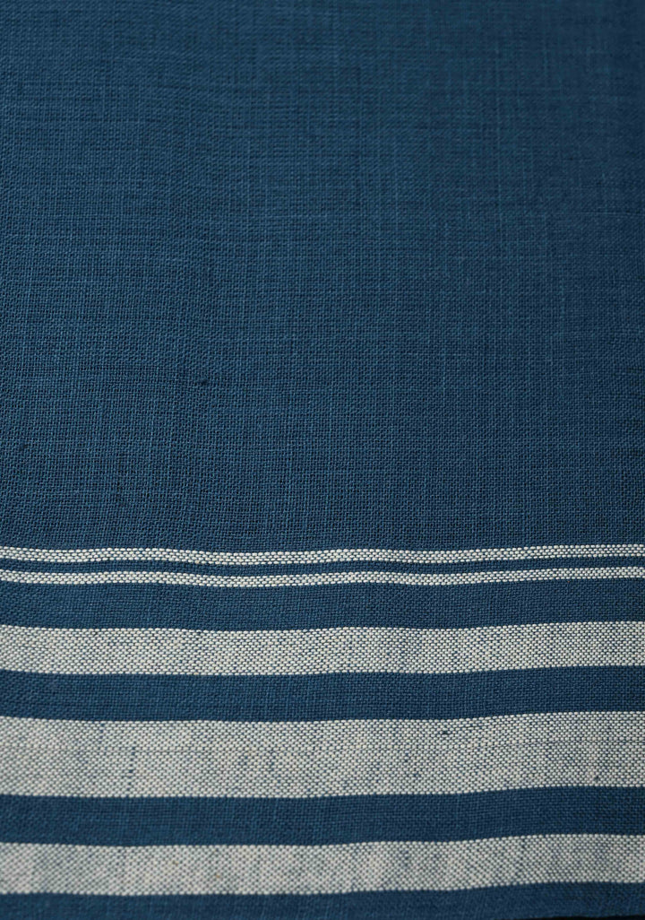 Indigo Bhujodi Kala Cotton Saree with Thread Elephant Motifs and Border