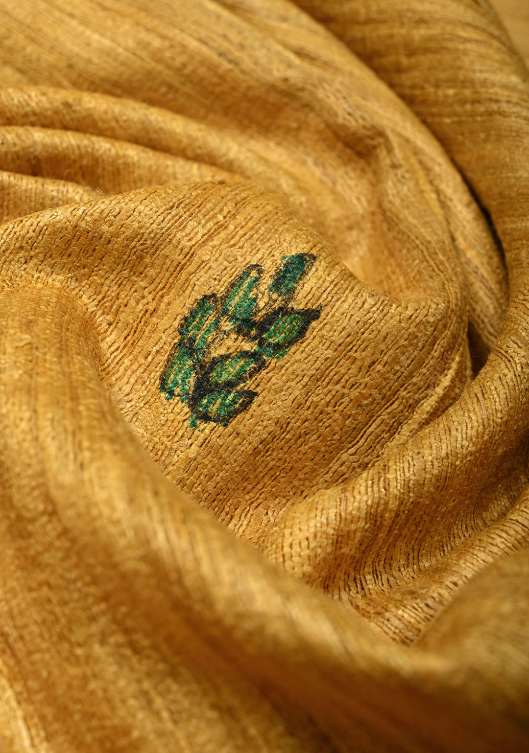 Yellow  Madhubani hand painting on Geecha Tussar Silk Saree | SILK MARK CERTIFIED