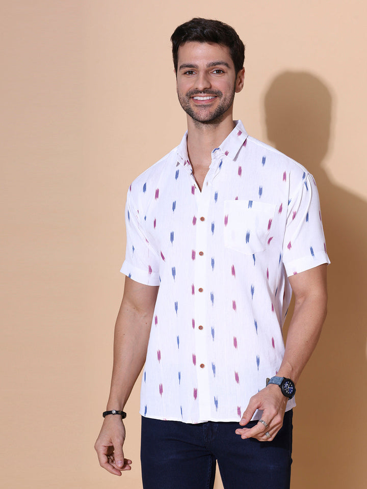 Shwet Men Ikat Handcrafted Cotton Shirt