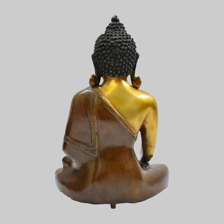 BRASS BUDDHA IDOL WITH ANTIQUE FINISH 11*9*6 | SHOBITAM