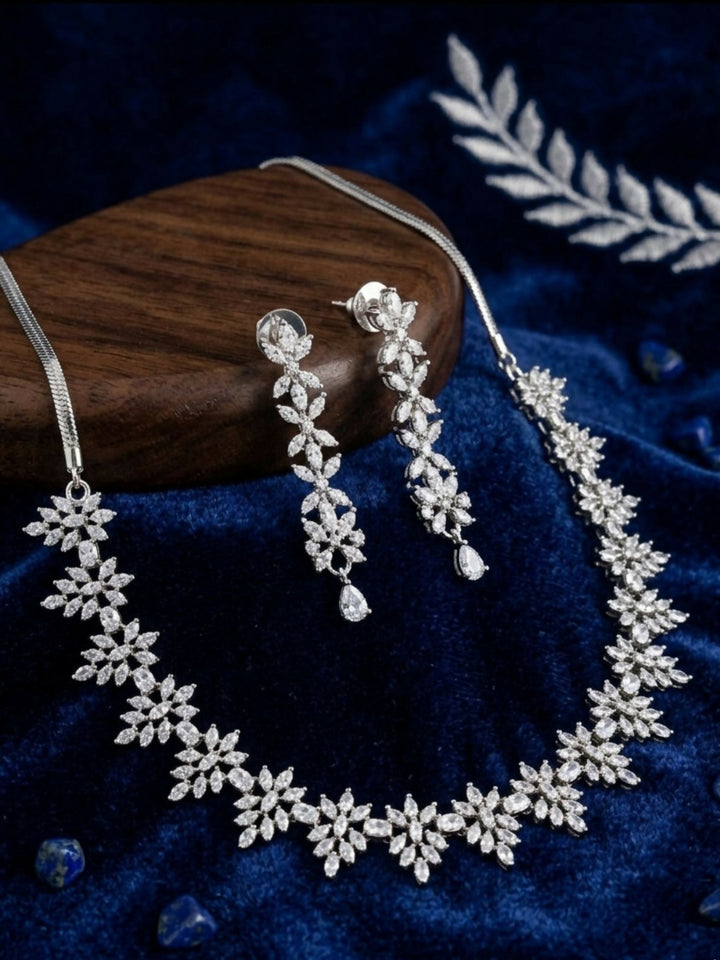 Exclusive Silver Plated American Diamond Necklace Combo | SHOBITAM