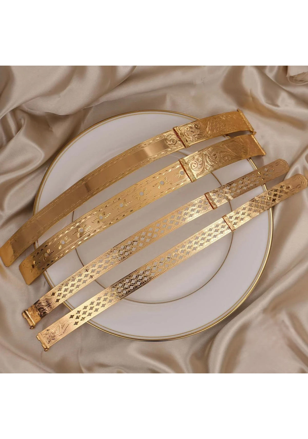 92.5 Silver Victorian Finish waist Belt,92.5 Silver Gold tone Back Belt Design