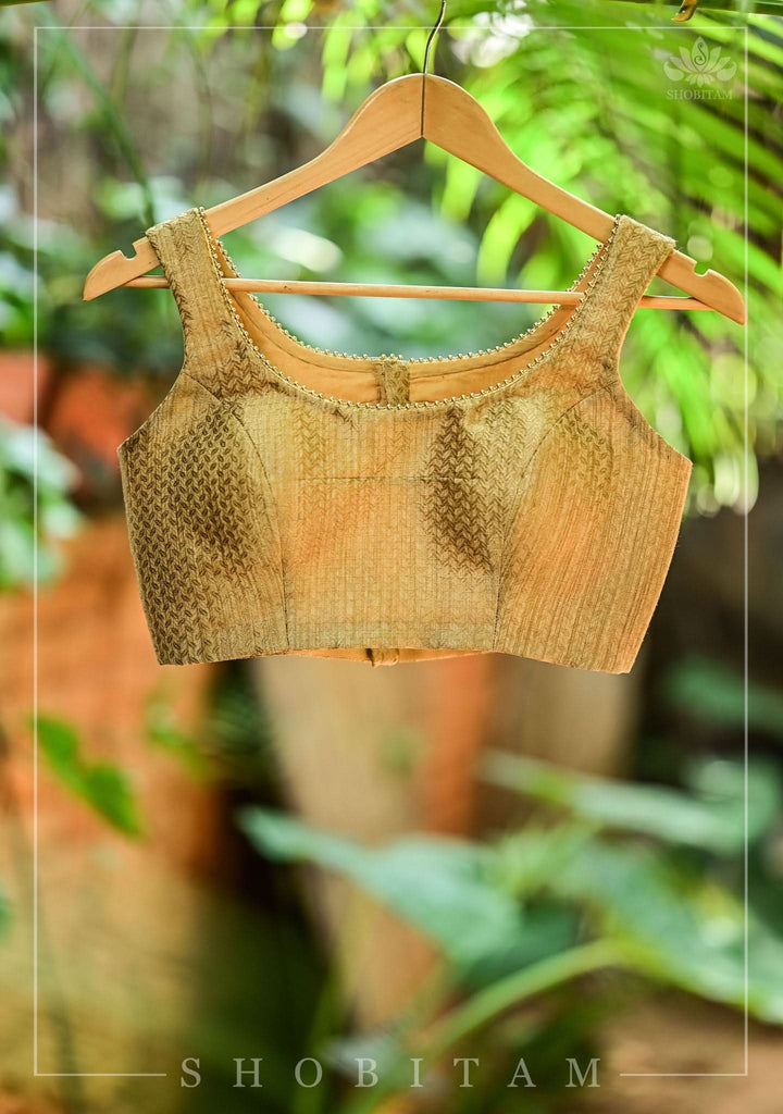 Gold Brocade Cutout back blouse