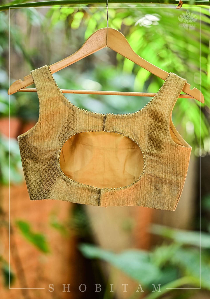 Gold Brocade Cutout back blouse