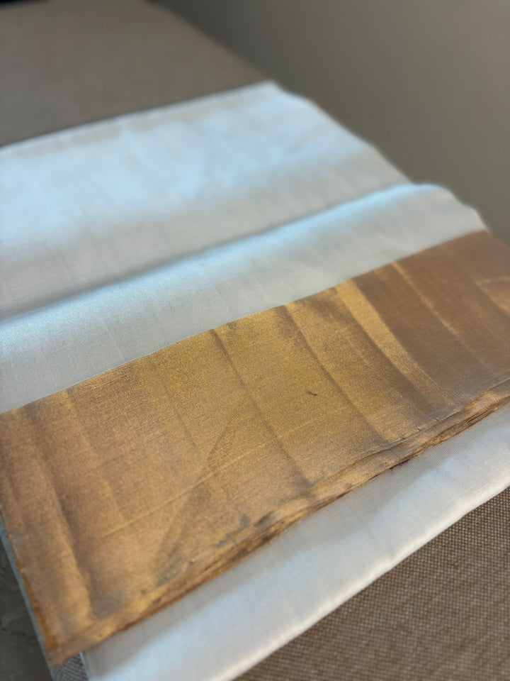 Gold Dove - White Gold Handwoven Uppada Silk Saree | SILK MARK CERTIFIED | SHOBITAM