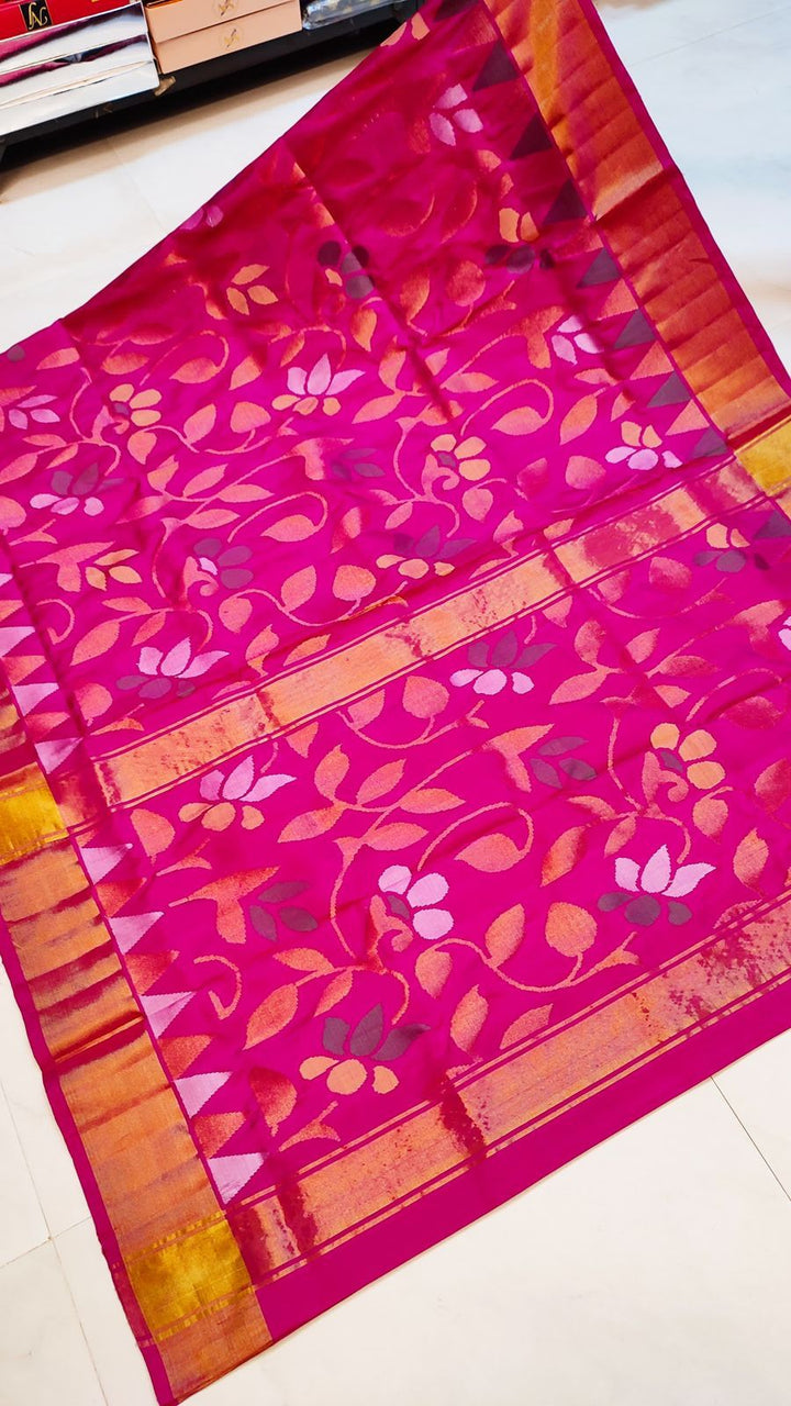 Ishita- Royal Handwoven Jamdani Silk Saree | SILK MARK CERTIFIED | SHOBITAM