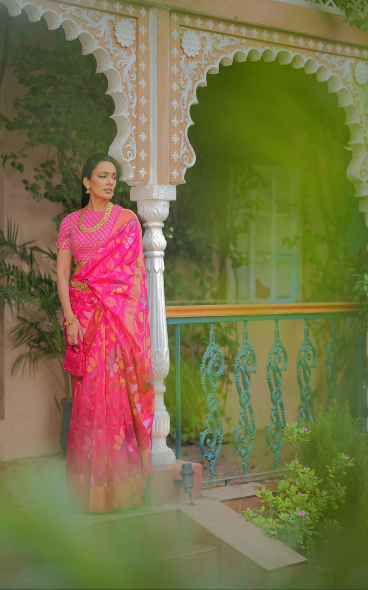 Ishita- Royal Handwoven Jamdani Silk Saree | SILK MARK CERTIFIED | SHOBITAM