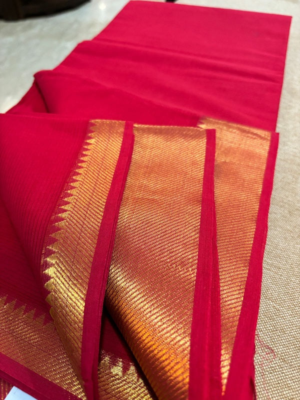 Sindhura - Red Mangalgiri Handloom Cotton Saree |  SHOBITAM