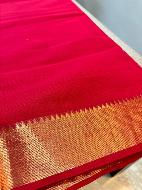 Sindhura - Red Mangalgiri Handloom Cotton Saree |  SHOBITAM