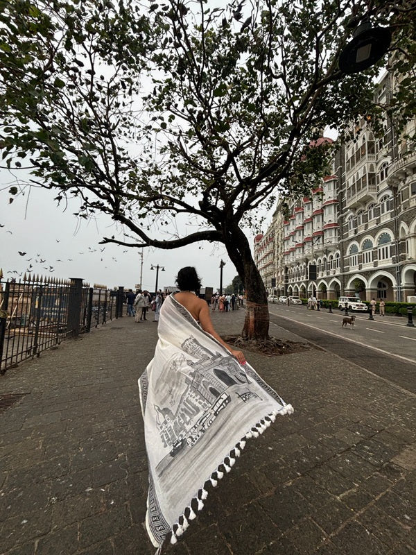 My City, My Saree - Bombay:Designer Hand Painted Cotton Saree | SHOBITAM