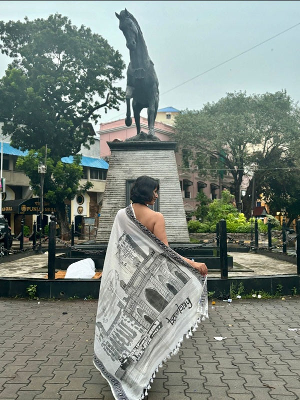 My City, My Saree - Bombay:Designer Hand Painted Cotton Saree | SHOBITAM