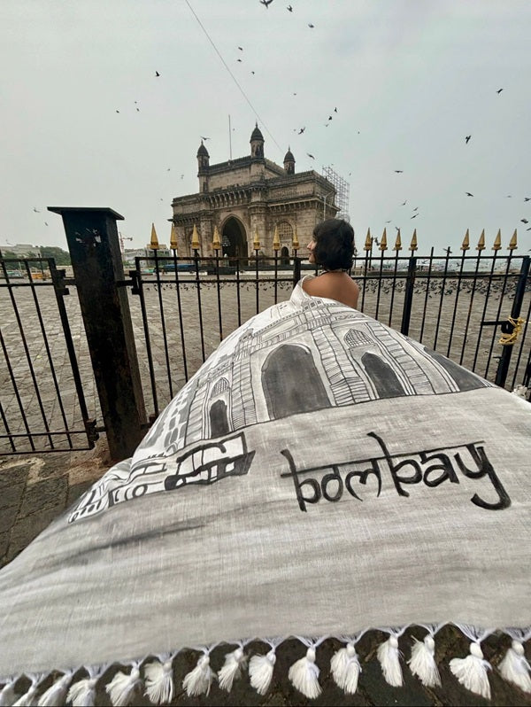 My City, My Saree - Bombay:Designer Hand Painted Cotton Saree | SHOBITAM