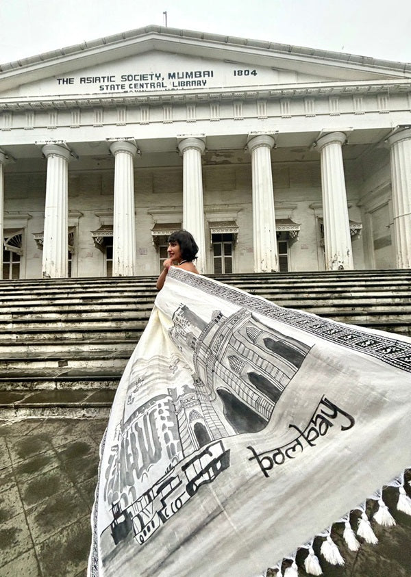 My City, My Saree - Bombay:Designer Hand Painted Cotton Saree | SHOBITAM