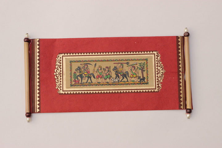 Red Pattachitra Palm leaf Envelope, pack of 10