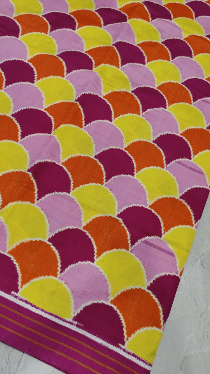 Authentic Patan Patola Pure Silk Handwoven Saree in Fish Scale Multicolor  Design | SILK MARK CERTIFIED