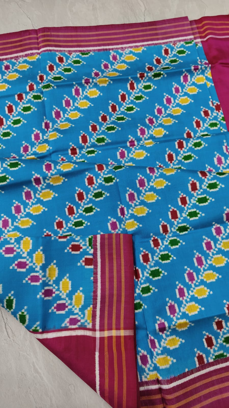 Feroza Leheria Authnetic Patan Patola Double Ikkat Pure Silk Handwoven Saree | SILK MARK CERTIFIED
